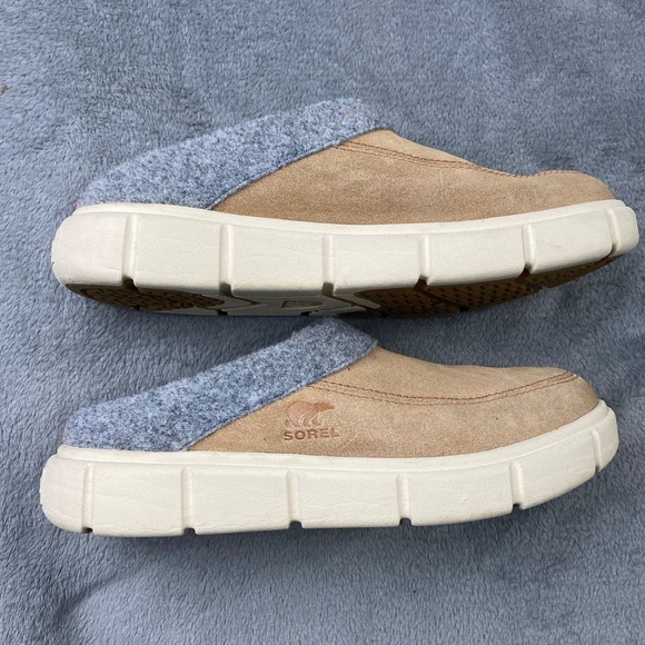 Sorel Mule Explorer III Women 9 Brown Fossil NL5253253 Suede Faux Sherling Lined - Picture 4 of 10